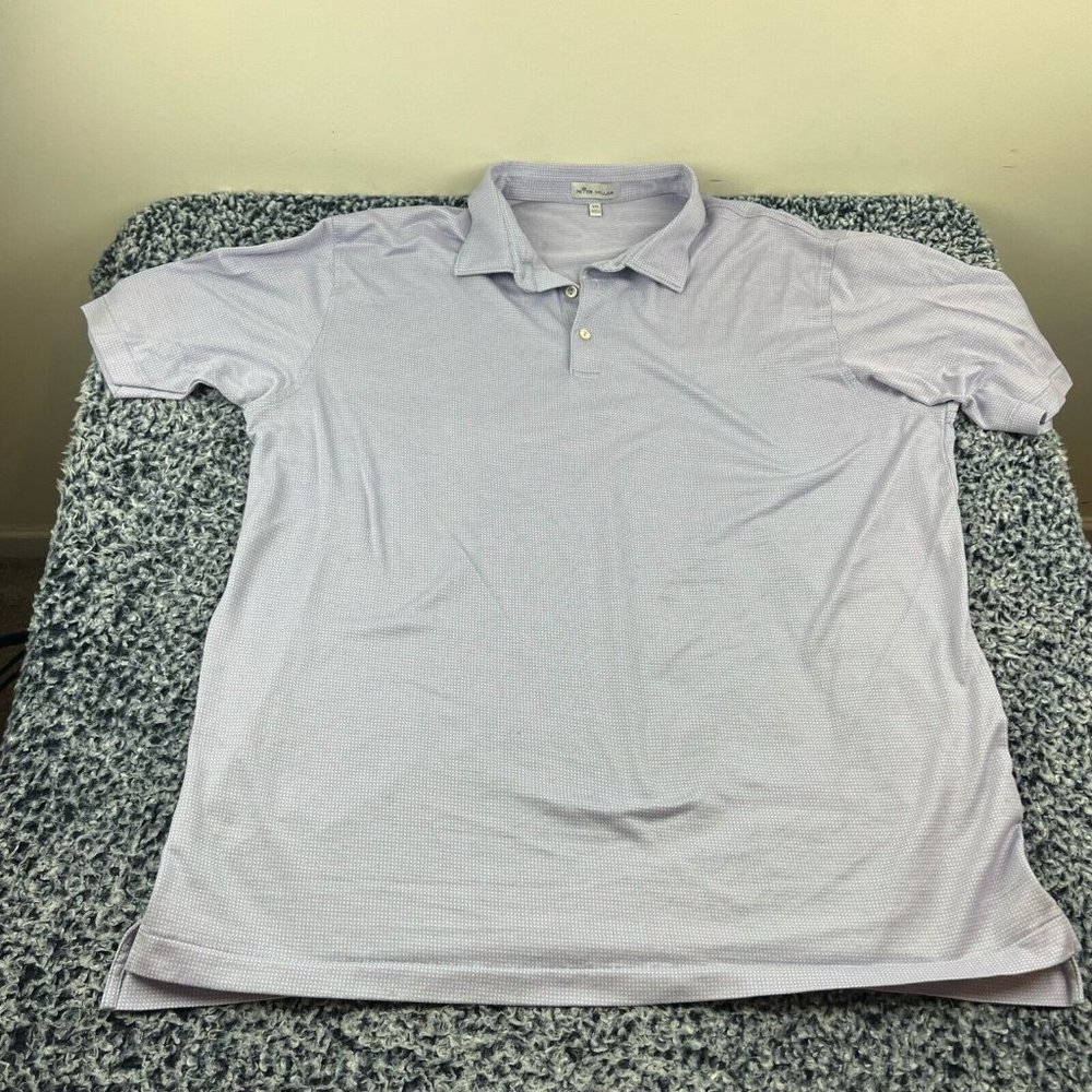 Peter Millar Polo Shirt Mens 2XL XXL Purple Cotton Lightweight Golf Casual